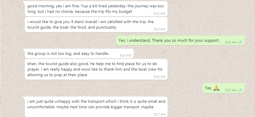 Feedback good service for Viet Flame Tours