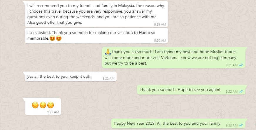 Feedback good service for Viet Flame Tours